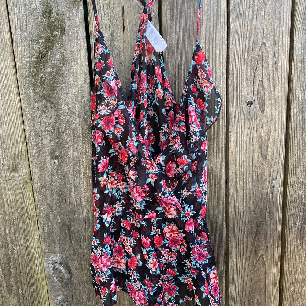 Forever 21 Floral Sheer Sexy Romper